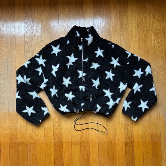 HYFVE Black & White Star Fleece Half Zip PullOver - Picture 2 of 12
